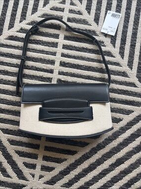 Canvas and Black faux Leather Shoulder Bag - Women